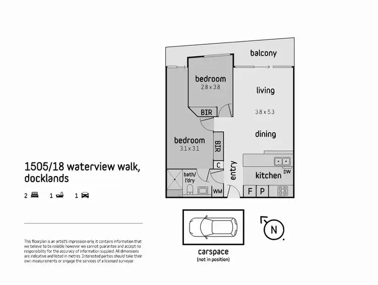 Floorplan of Homely apartment listing, 1505/18 Waterview Walk, Docklands VIC 3008