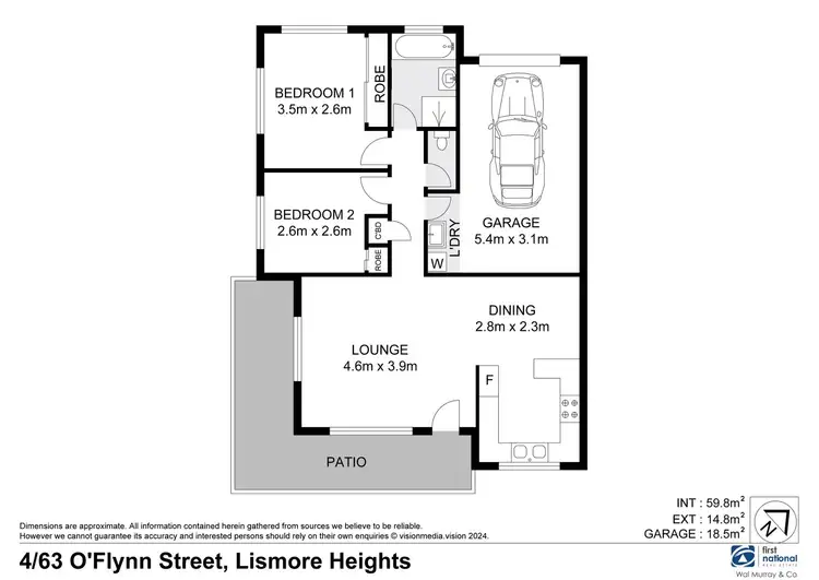 Floorplan of Homely unit listing, 4/63 O'Flynn Street, Lismore Heights NSW 2480