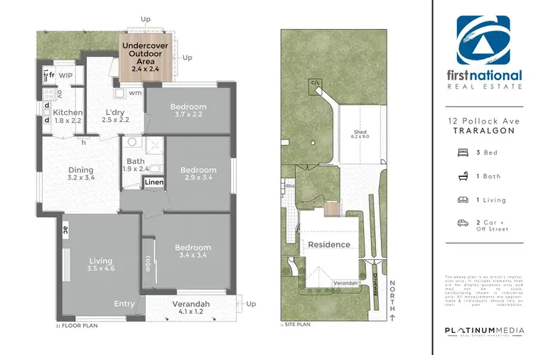 Floorplan of Homely house listing, 12 Pollock Avenue, Traralgon VIC 3844