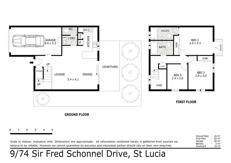 Floorplan of Homely townhouse listing, 9/74 Sir Fred Schonell Drive, St Lucia QLD 4067