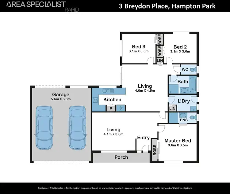 Floorplan of Homely house listing, 3 Breydon Place, Hampton Park VIC 3976
