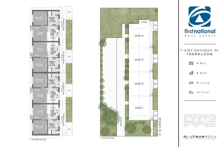 Floorplan of Homely block of units listing, 1-4/62 Davidson Street, Traralgon VIC 3844