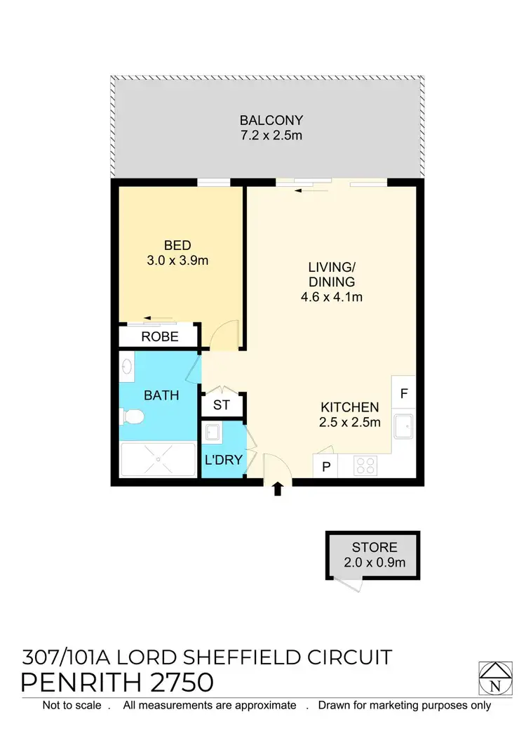 Floorplan of Homely unit listing, 307/101A Lord Sheffield Circuit, Penrith NSW 2750