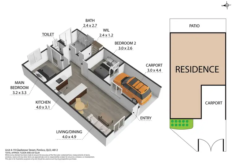 Floorplan of Homely unit listing, 4/19 Gladstone Street, Pimlico QLD 4812