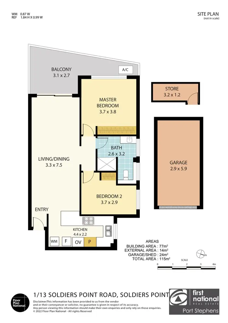 Floorplan of Homely unit listing, 1/13 Soldiers Point Road, Soldiers Point NSW 2317