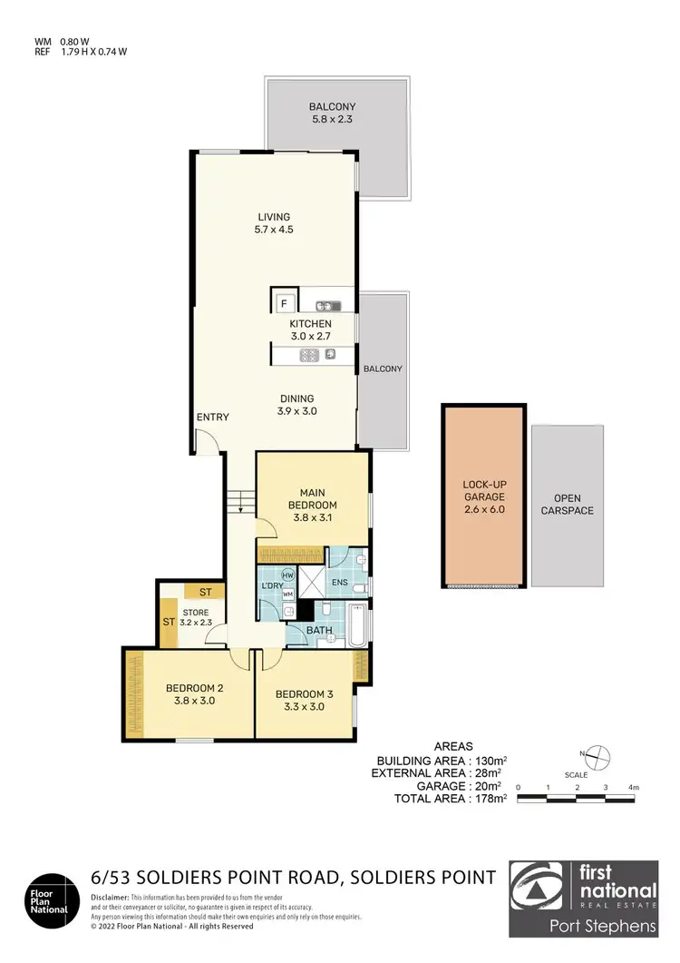 Floorplan of Homely unit listing, 6/53 Soldiers Point Road, Soldiers Point NSW 2317