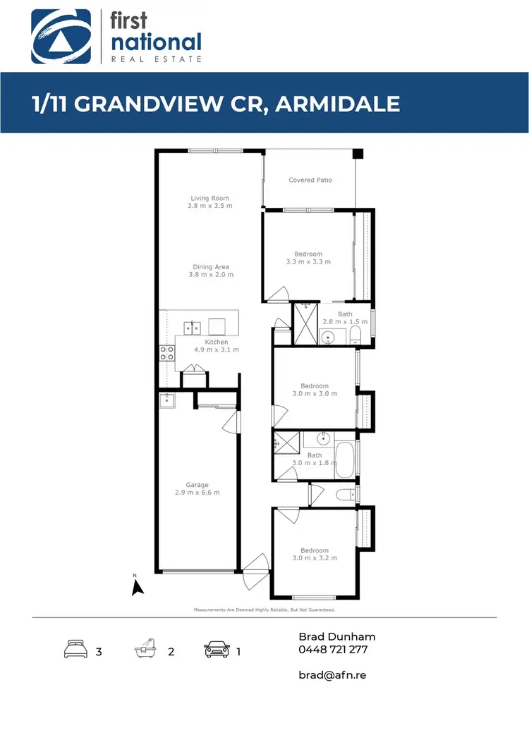 Floorplan of Homely semi-detached listing, 1/11 Grandview Crescent, Armidale NSW 2350