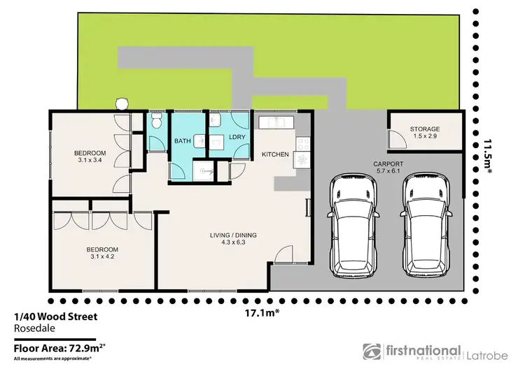 Floorplan of Homely unit listing, 1/40 Wood Street, Rosedale VIC 3847