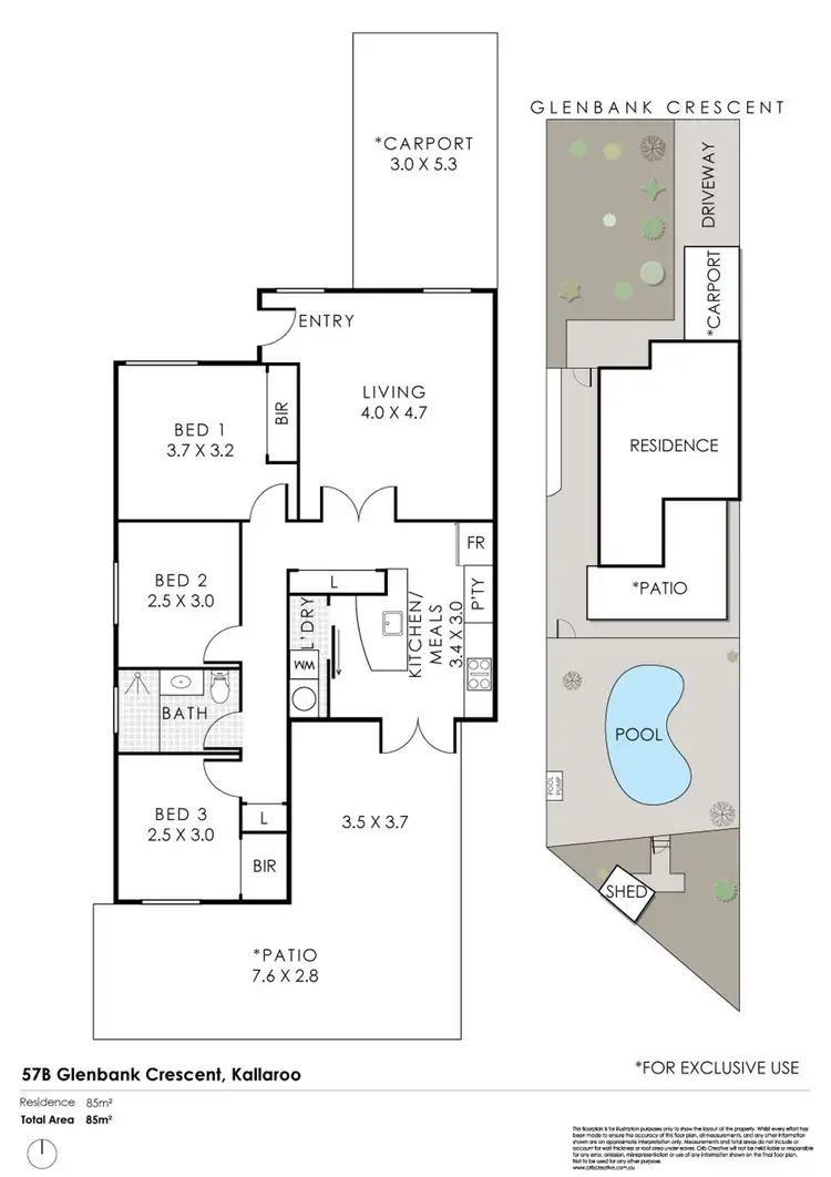 Floorplan of Homely semi-detached listing, 57b Glenbank Crescent, Kallaroo WA 6025