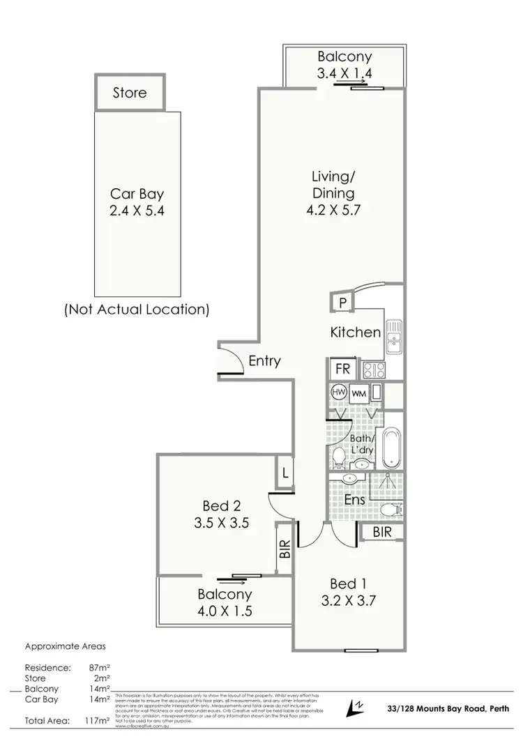 Floorplan of Homely apartment listing, 33/128 Mounts Bay Road, Perth WA 6000