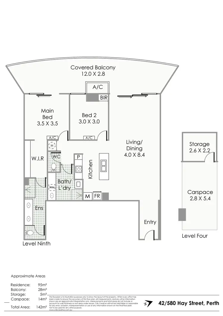 Floorplan of Homely apartment listing, 42/580 Hay Street, Perth WA 6000