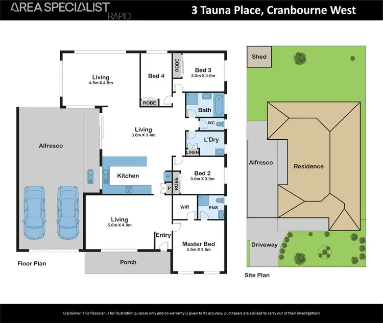 Floorplan of Homely house listing, 3 Tauna Place, Cranbourne West VIC 3977