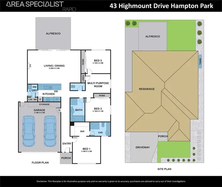 Floorplan of Homely house listing, 43 Highmount Drive, Hampton Park VIC 3976