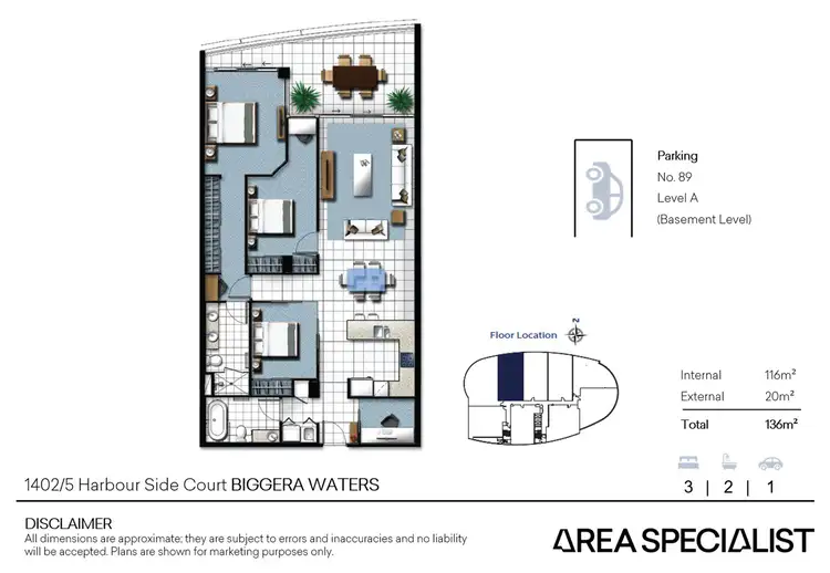 Floorplan of Homely apartment listing, 1402/5 Harbour Side Court, Biggera Waters QLD 4216