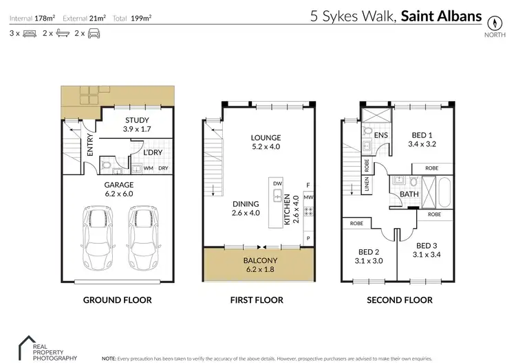 Floorplan of Homely townhouse listing, 5 Sykes Walk, St Albans VIC 3021
