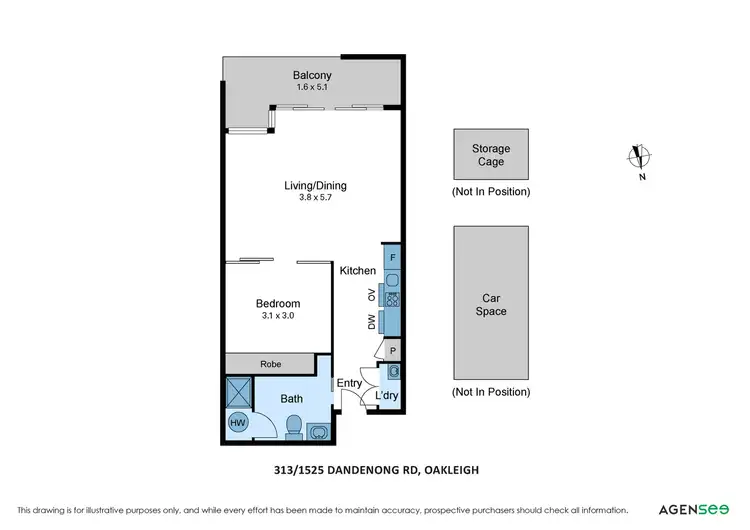 Floorplan of Homely apartment listing, 313/1525 Dandenong Road, Oakleigh VIC 3166