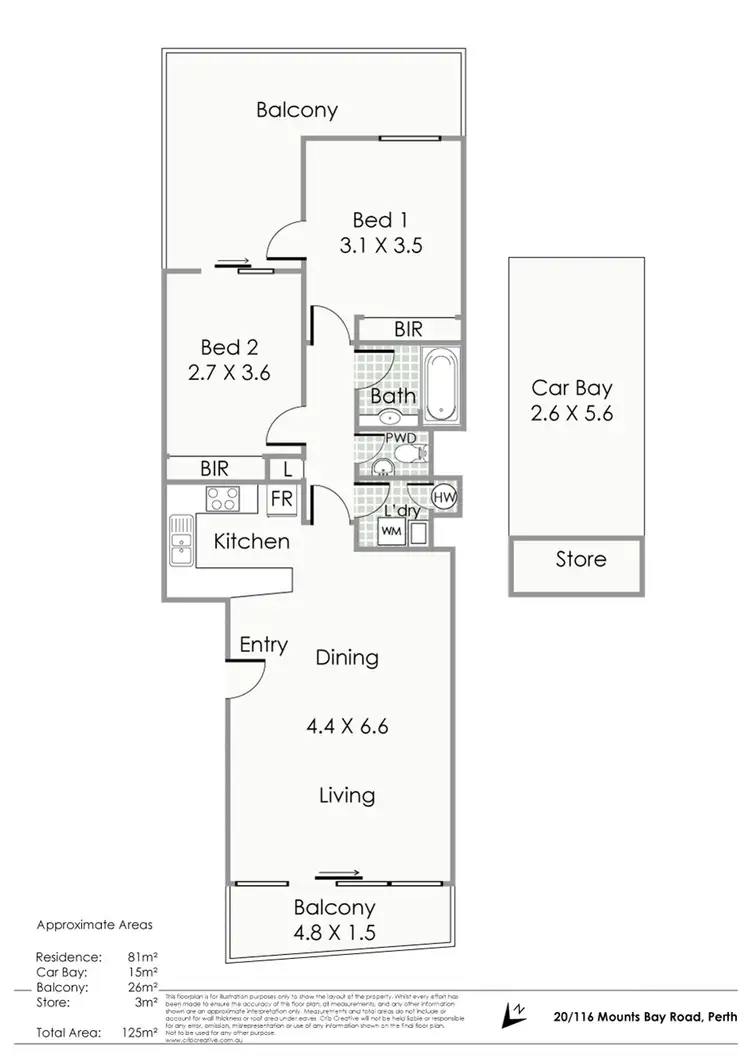 Floorplan of Homely apartment listing, 20/116 Mounts Bay Road, Perth WA 6000