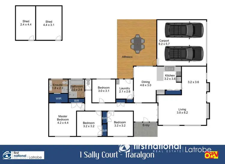 Floorplan of Homely house listing, 1 Sally Court, Traralgon VIC 3844