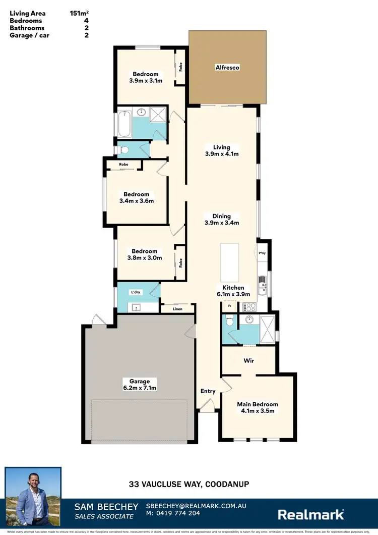 Floorplan of Homely house listing, 33 Vaucluse Way, Coodanup WA 6210