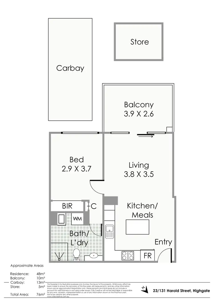 Floorplan of Homely apartment listing, 23/131 Harold St, Highgate WA 6003