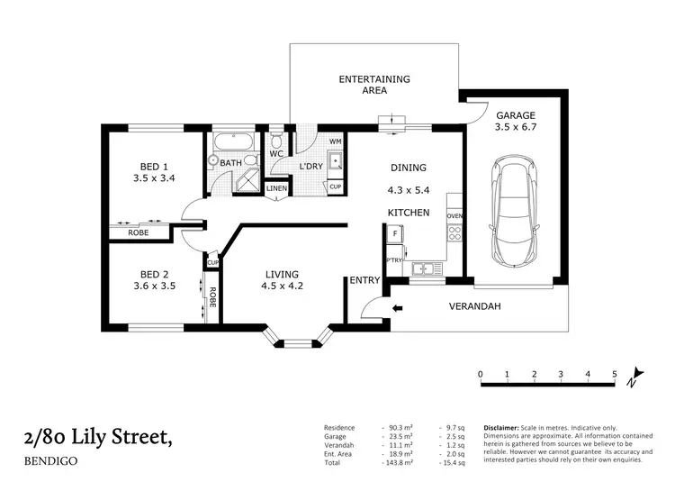 Floorplan of Homely unit listing, 2/80 Lily Street, Bendigo VIC 3550