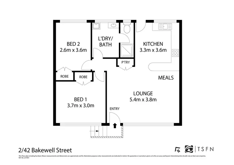 Floorplan of Homely unit listing, 2/42 Bakewell Street, North Bendigo VIC 3550