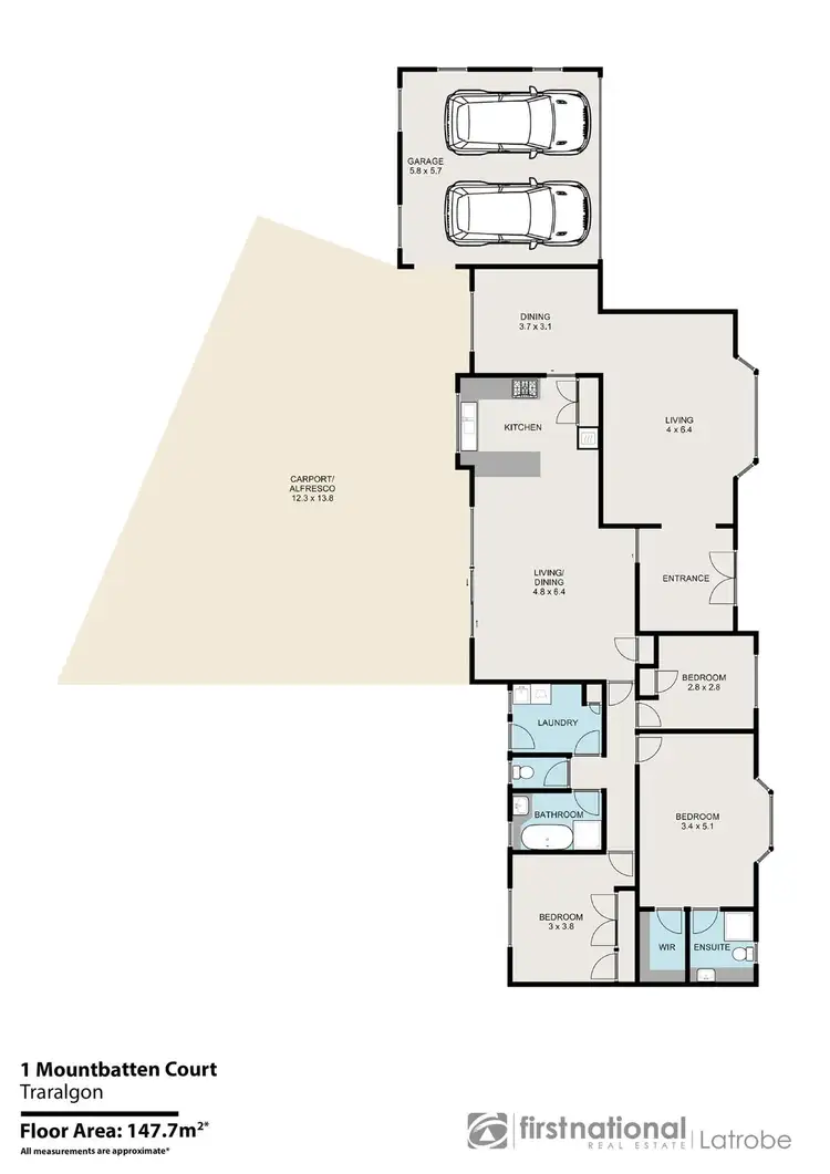 Floorplan of Homely house listing, 1 Mountbatten Court, Traralgon VIC 3844