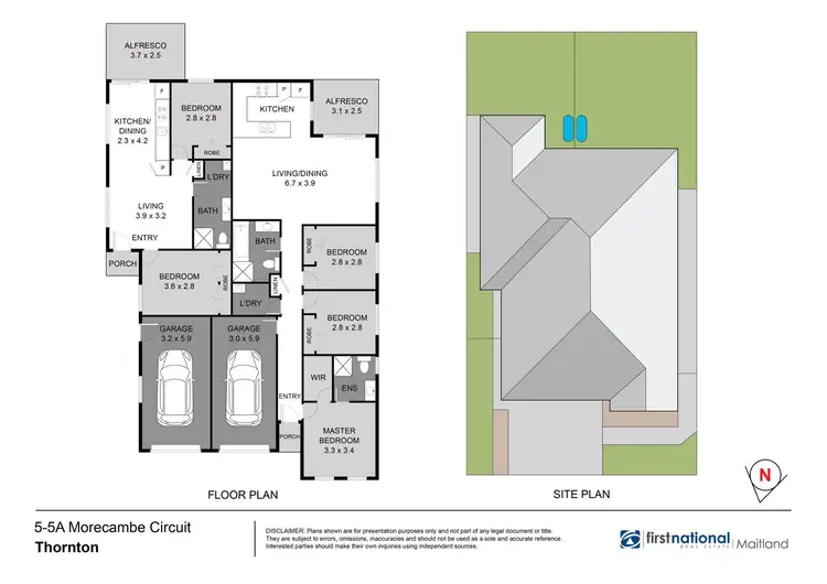 Floorplan of Homely semi-detached listing, 5 & 5A Morecambe Circuit, Thornton NSW 2322