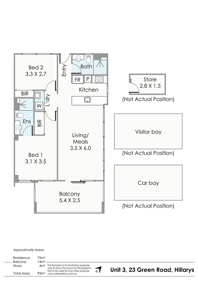 Floorplan of Homely unit listing, 3/23 Green Road, Hillarys WA 6025