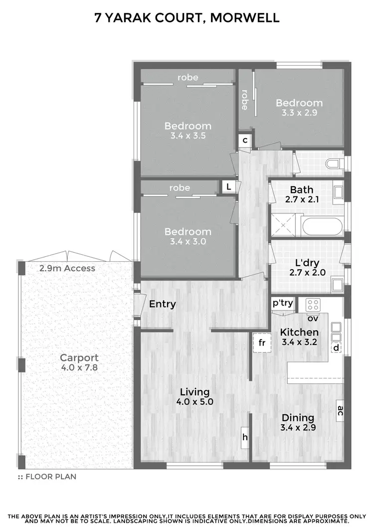 Floorplan of Homely house listing, 7 Yarak Crt, Morwell VIC 3840