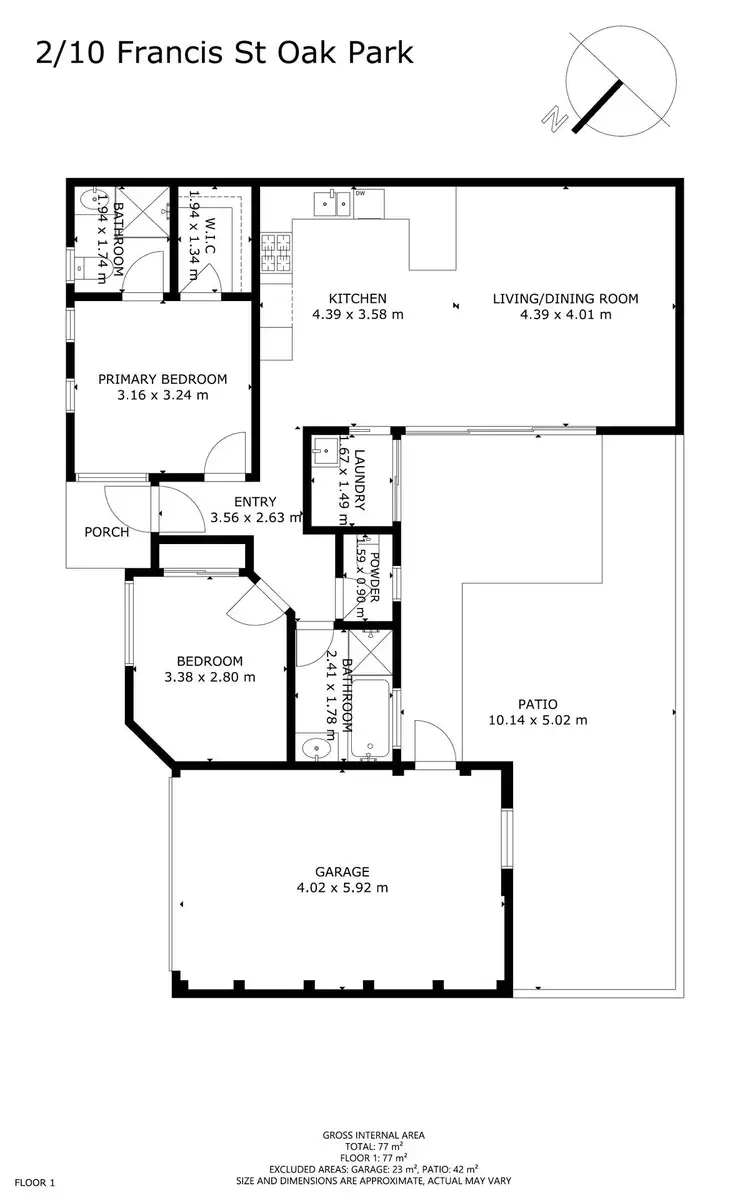 Floorplan of Homely villa listing, 2/10 Francis Street, Oak Park VIC 3046
