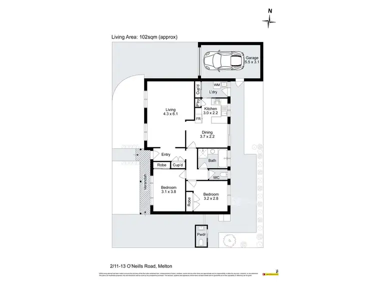 Floorplan of Homely unit listing, 2/11-13 Oneills Road, Melton VIC 3337