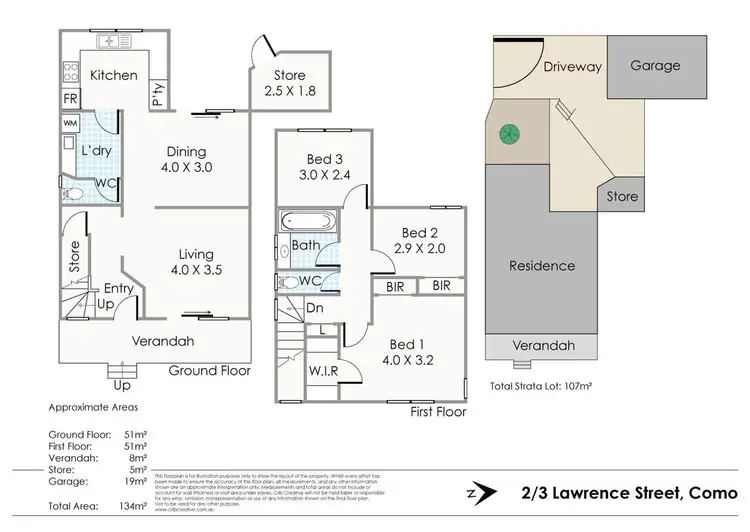 Floorplan of Homely townhouse listing, 2/3 Lawrence Street, Como WA 6152