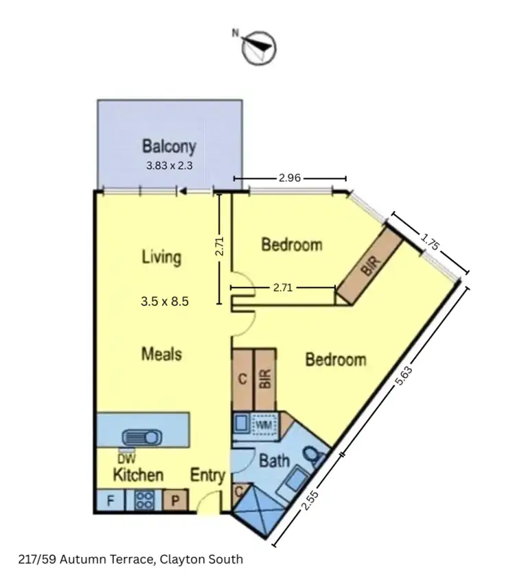 Floorplan of Homely apartment listing, 217/59 Autumn Terrace, Clayton South VIC 3169