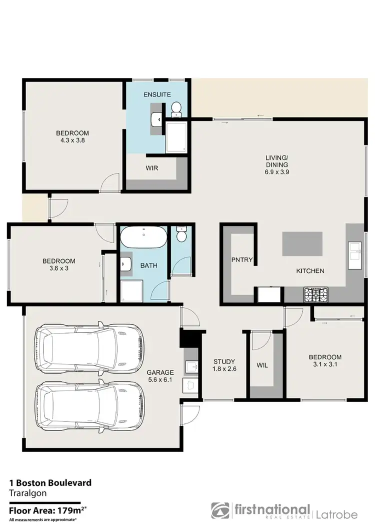 Floorplan of Homely house listing, 1 Boston Boulevard, Traralgon VIC 3844