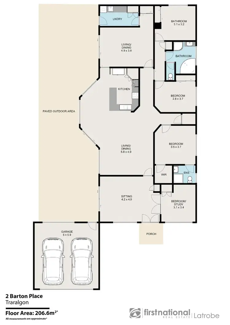 Floorplan of Homely house listing, 2 Barton Place, Traralgon VIC 3844