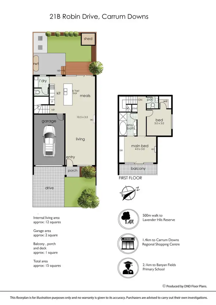 Floorplan of Homely townhouse listing, 21B Robin Drive, Carrum Downs VIC 3201