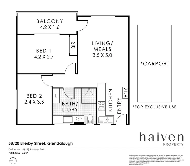 Floorplan of Homely unit listing, 58/20 Ellerby Street, Glendalough WA 6016