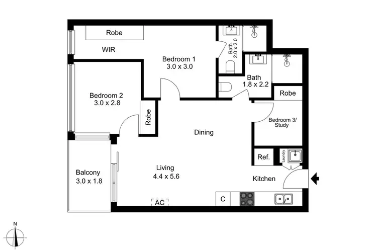 Floorplan of Homely apartment listing, 2305/500 Elizabeth Street, Melbourne VIC 3000
