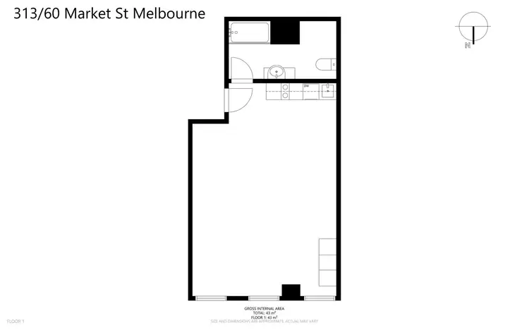 Floorplan of Homely apartment listing, 313/60 Market St, Melbourne VIC 3000
