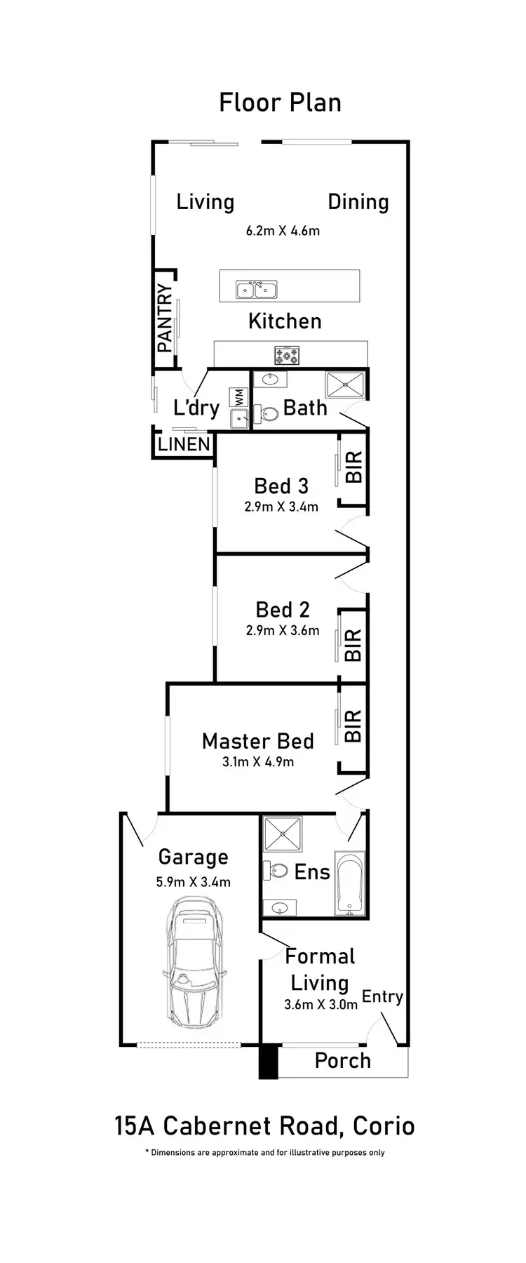 Floorplan of Homely unit listing, 15A Cabernet Road, Corio VIC 3214