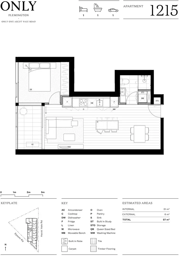Floorplan of Homely apartment listing, 1215/1 Ascot Vale Road, Flemington VIC 3031
