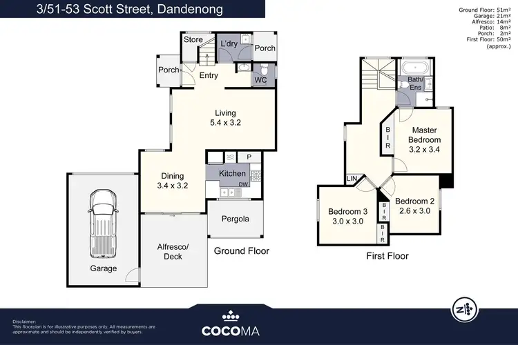 Floorplan of Homely townhouse listing, 3/51-53 Scott Street, Dandenong VIC 3175