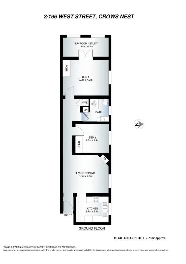 Floorplan of Homely apartment listing, 3/196 West Street, Crows Nest NSW 2065