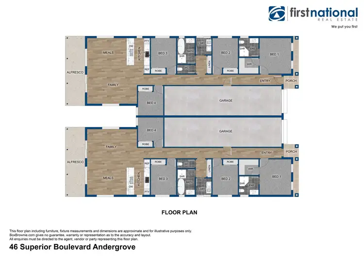 Floorplan of Homely semi-detached listing, 1&2/46 Superior Boulevard, Andergrove QLD 4740