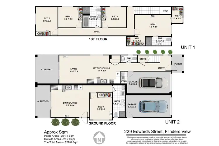 Floorplan of Homely semi-detached listing, 1/229 Edwards Street, Flinders View QLD 4305