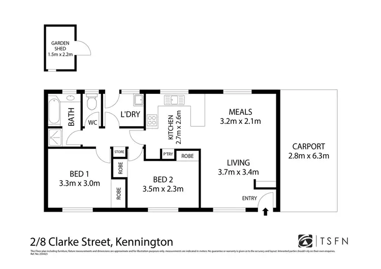 Floorplan of Homely unit listing, 2/8 Clarke Street, Kennington VIC 3550