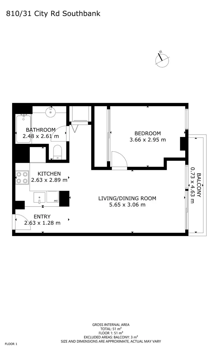 Floorplan of Homely apartment listing, 810/31 City Road, Southbank VIC 3006
