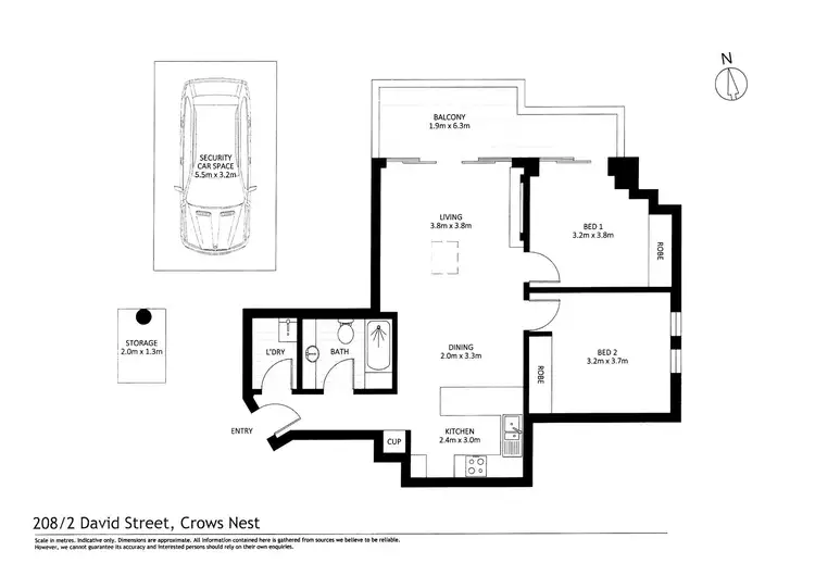 Floorplan of Homely apartment listing, 208/2 David Street, Crows Nest NSW 2065