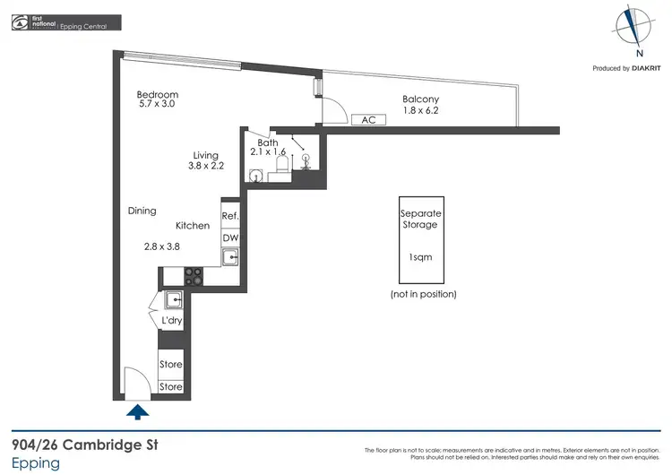 Floorplan of Homely studio listing, 904/26 Cambridge Street, Epping NSW 2121